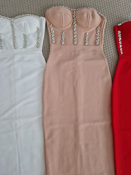 Vand rochie bandage nou alb cununie civila botez marime M