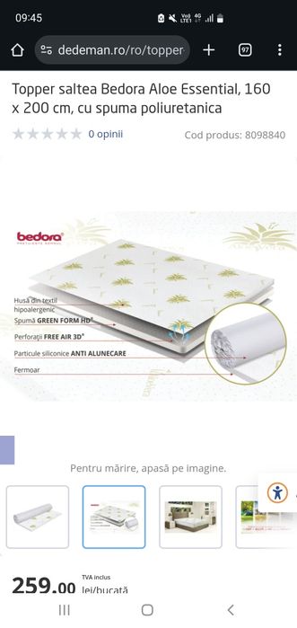 Topper saltea 160x200cm