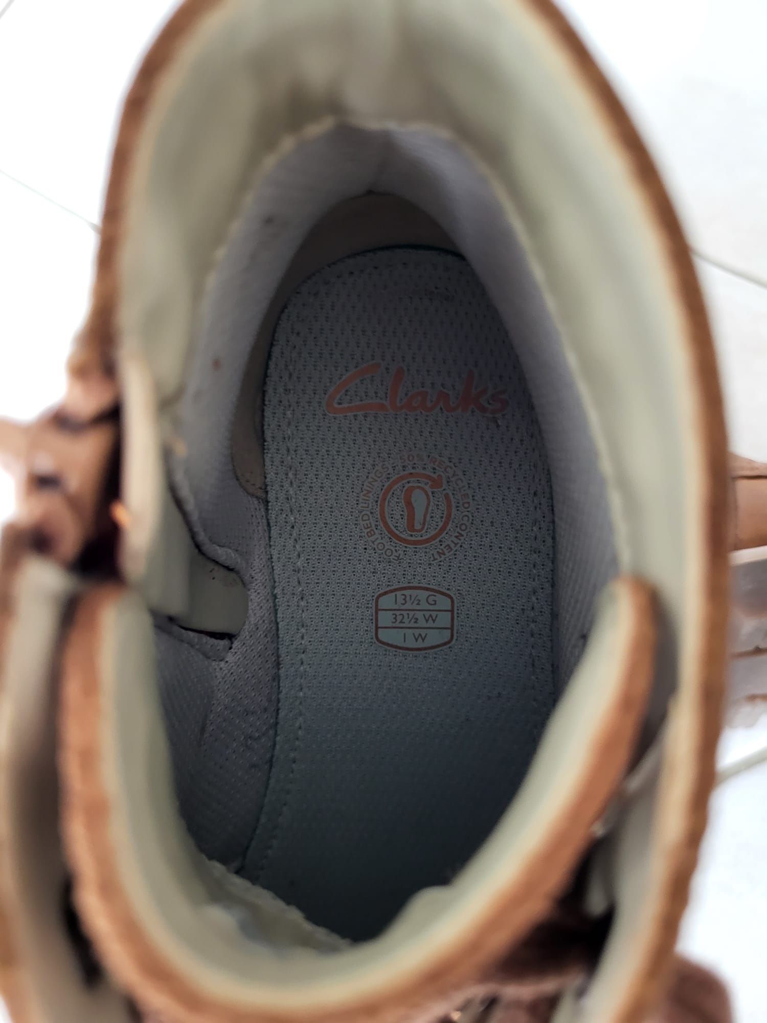 Ghete de piele Clarks, maro deschis, m. 32½, 20 cm