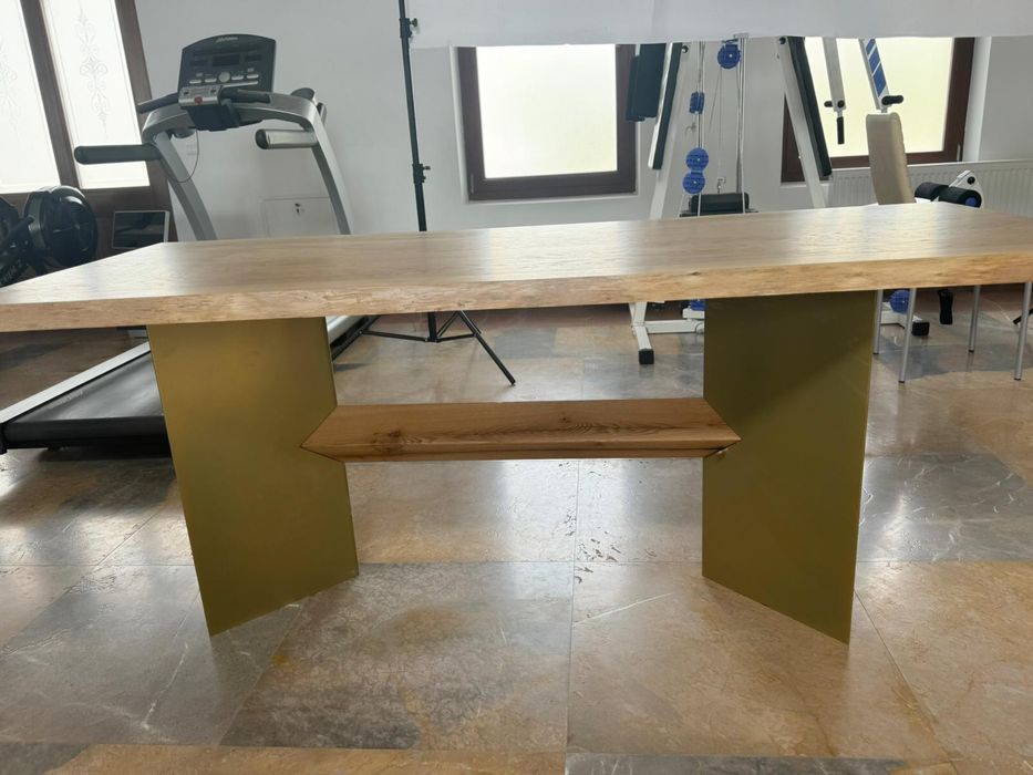 Masa premium din lemn masiv de stejar 200x100 cm
