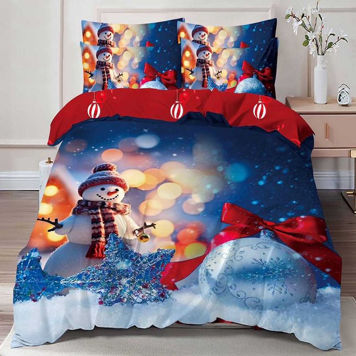 Двулицево коледно спално бельо (Реално изображение), 6 части