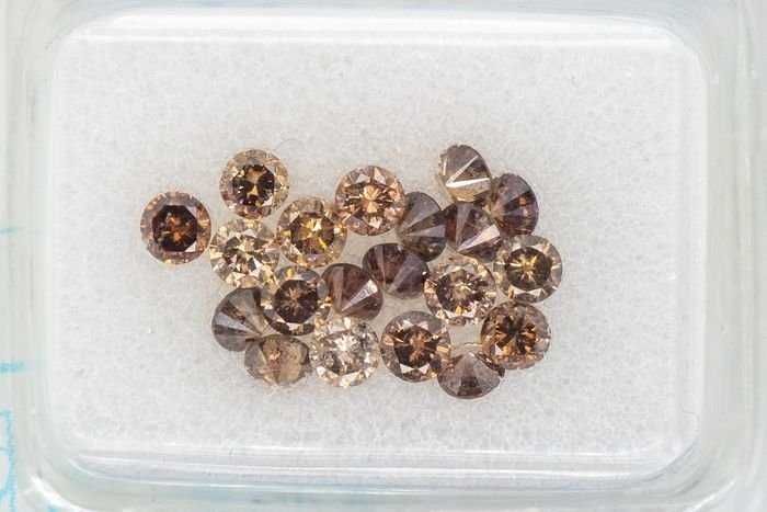 20 buc Diamante - 1.36 ct - Rotund - Fancy Mix Orange Brown