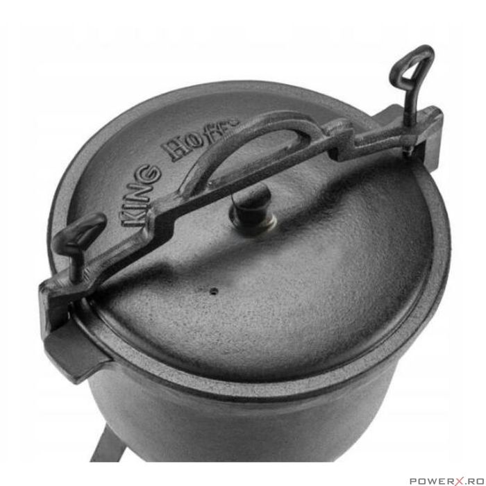 Ceaun din fonta emailata cu picioare si capac, 4litri, negru, Kinghoff
