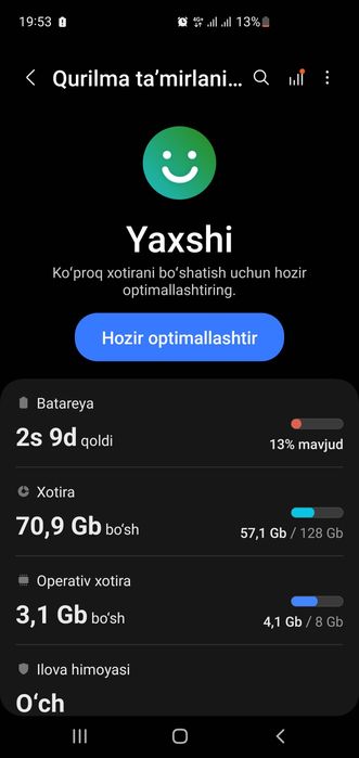 Samsung s10 + holati yangi