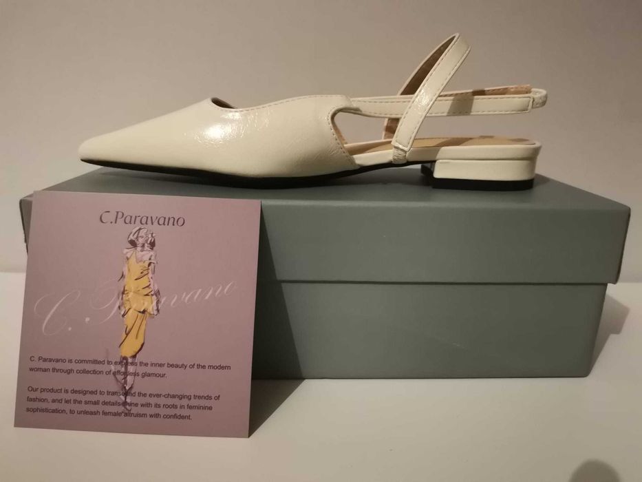 Balerini dama C. Paravano albi, marimile 36.5 si 38.5, noi