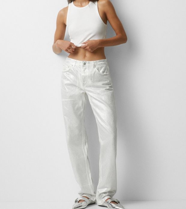 Сребърен панталон Pull&bear