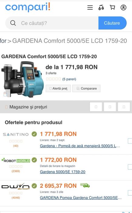 Pompa gradina Gardena cu presostat eutomat