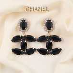 Chanel черни луксозни онези със златно с диаманти камъни големи Шанел