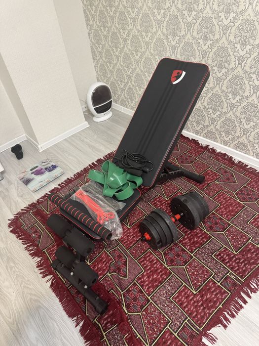 набор для качки, скамья, гантели