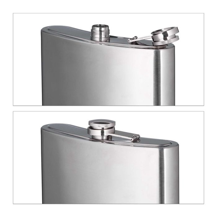 Plosca metalica XXL 1.8L, in design clasic, din inox, argintiu