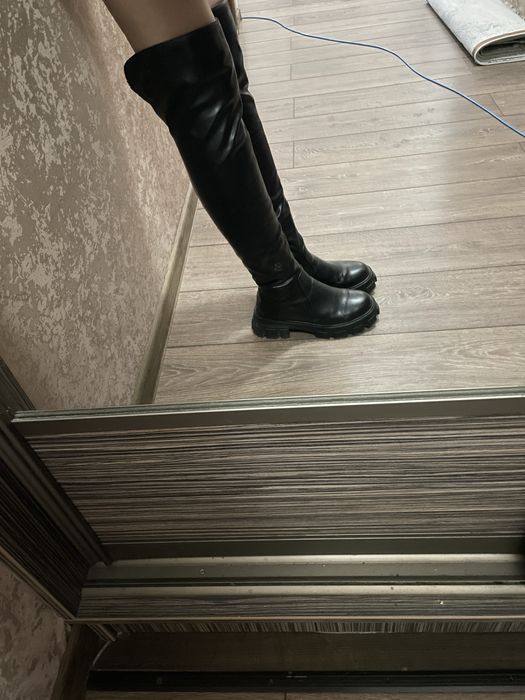 Ботфорты зимние, кожаные