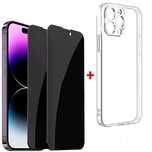 Iphone 13/14/15/16E PRO MAX PLUS Husa TPU Clara +Folie Sticla Privacy