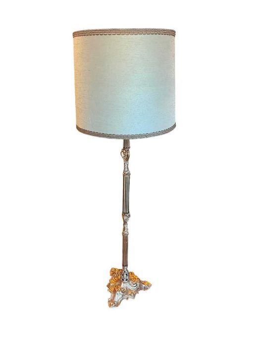 Lampadar din bronz aurit cu abajur textil, Pret redus -18%