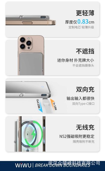Wiwu P034 Ultra Slim 5-в-1 Power Bank 5000mAh iPhone 16/iWatch/AirPods