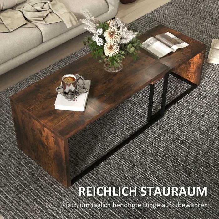 Комплект от 2 масички за кафе HOMCOM 90 x 48 x 42 см/59 x 42 x 36 см