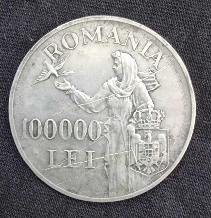 Сребърна монета 100 000 леи Михай I, 1946 г.