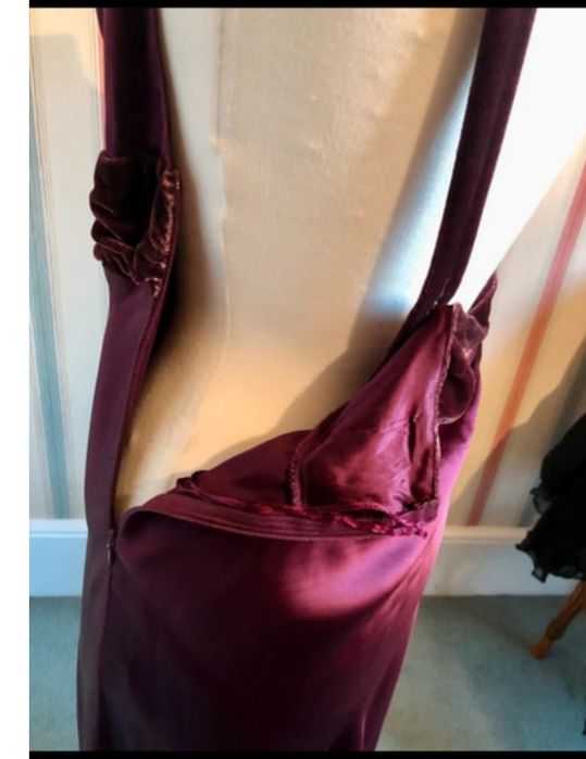 Lepel French Rochie matase naturala si catifea visinie