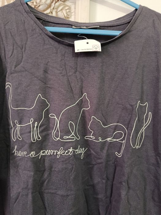 Tricou nou Pepco gri cu pisici mărimea Xs-S fetițe 13-14 ani