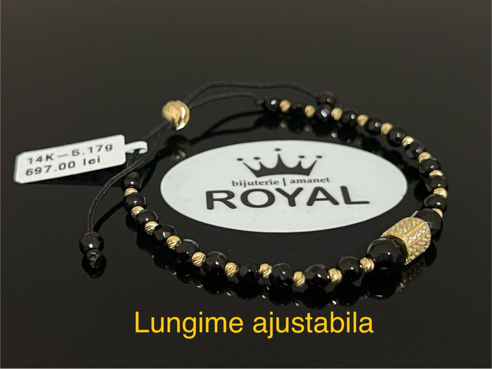 Bijuteria Royal CB : Bratara cu snur bile aur 14k 5,17 grame