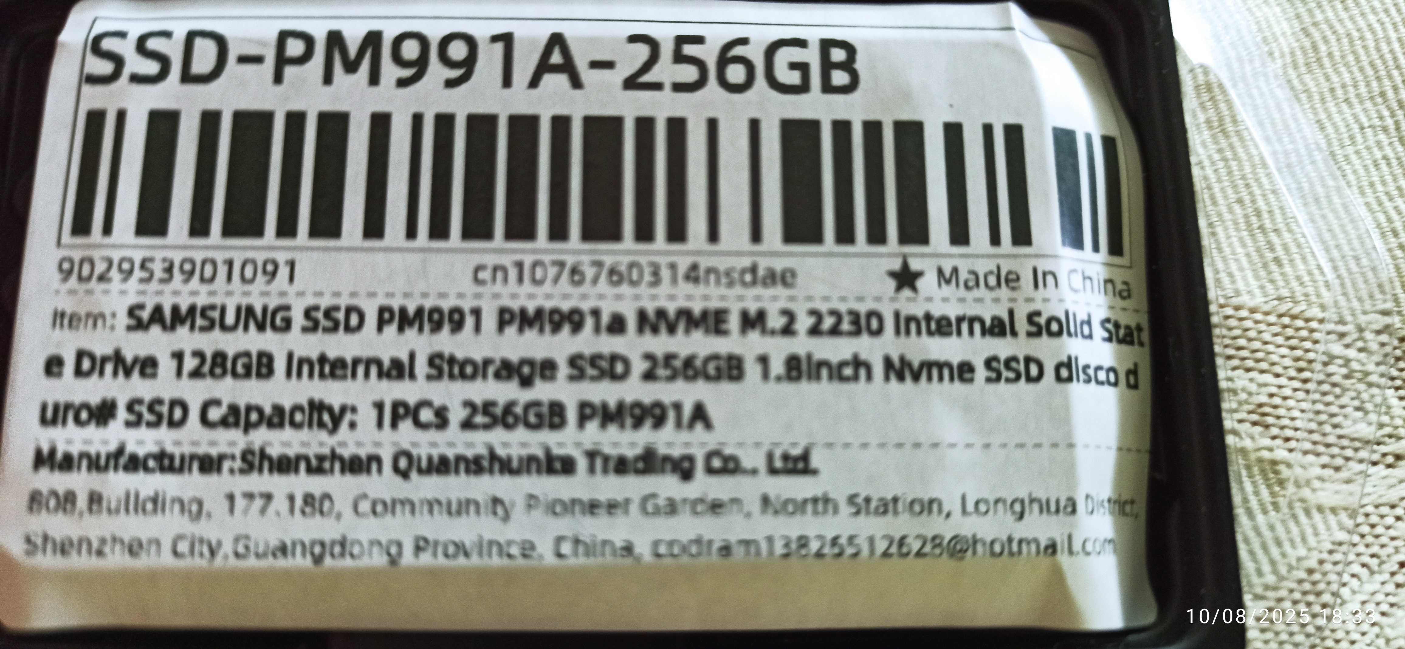 SAMSUNG SSD PM991 PM991a NVME M.2 2230 вътрешен SSD 256GB