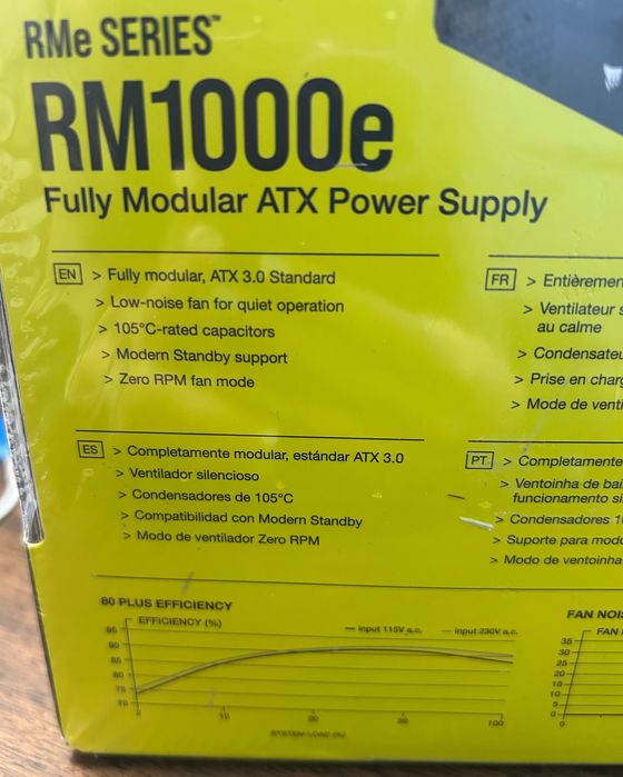 Sursă Corsair RM1000e, ATX 3.0, PCIe 5.0, Fully Modular, 1000W- noua