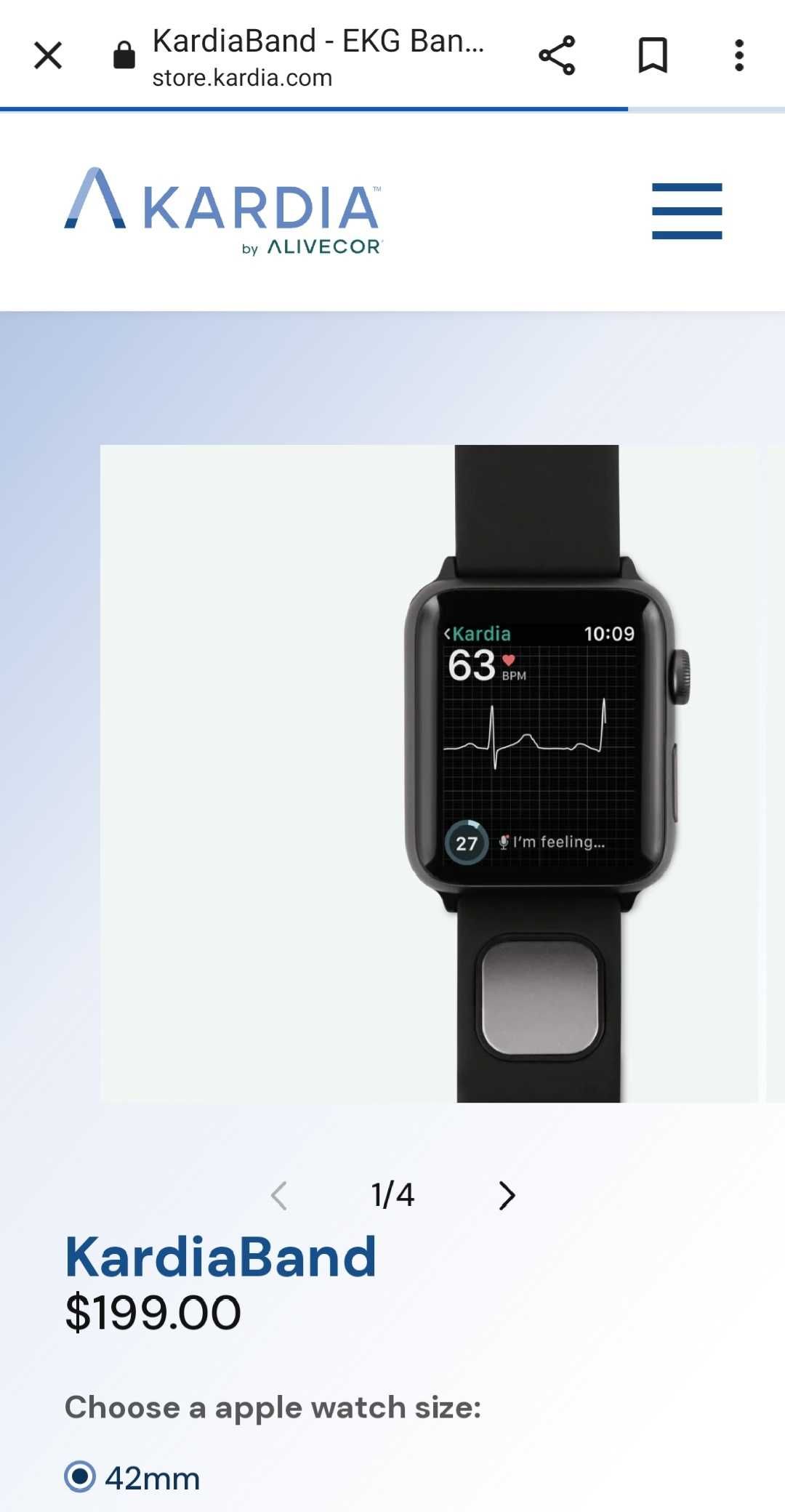 Bratara Kardia EKG profesional ptr ceas Apple Watch.