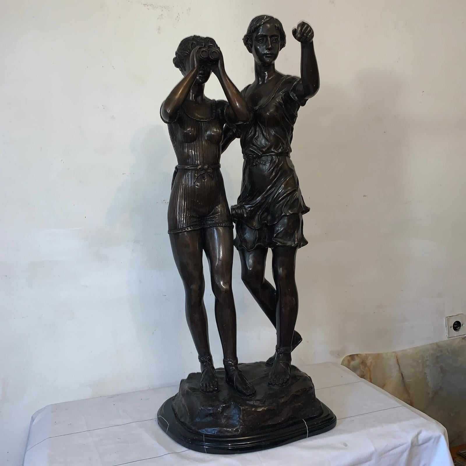 Statuie din bronz cu doua fete semnat