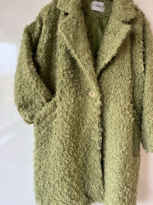 Пухено палто, топло , цвят зелено