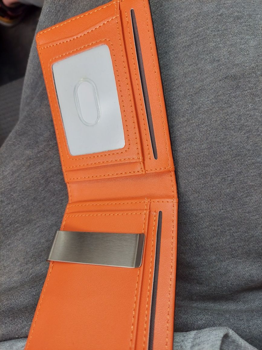 Portofel din piele, protectie RFID carduri, agrafa pentru bani