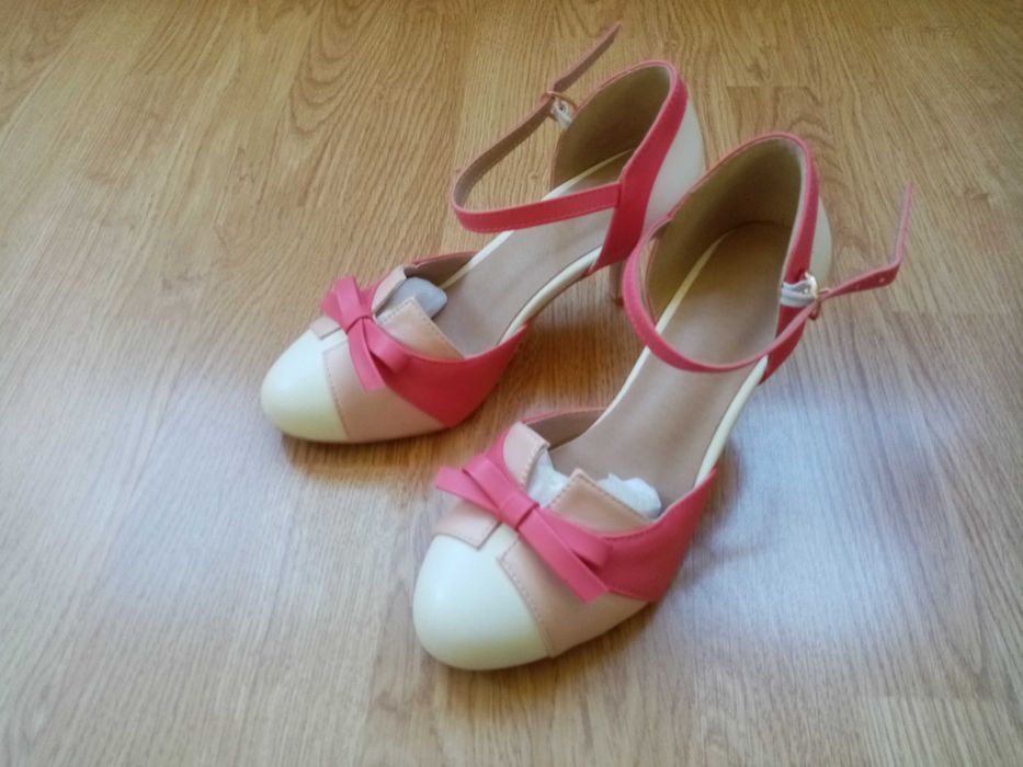 Pantofi eleganti dama roz cu alb - marimea 37
