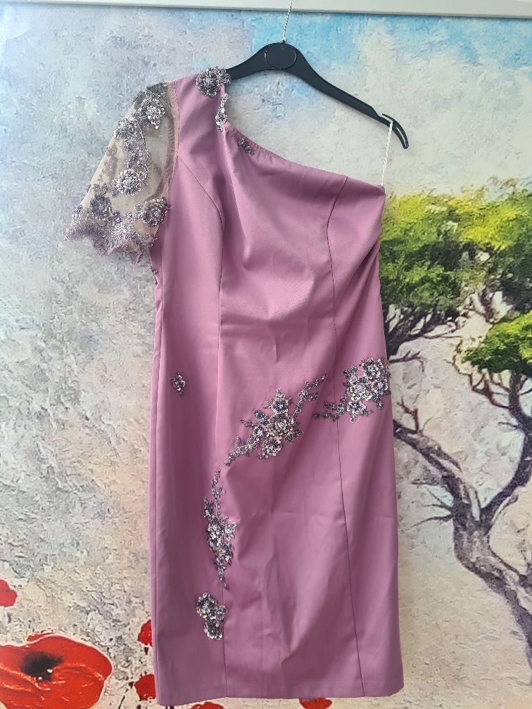 Rochie de ocazie lila cu dantela