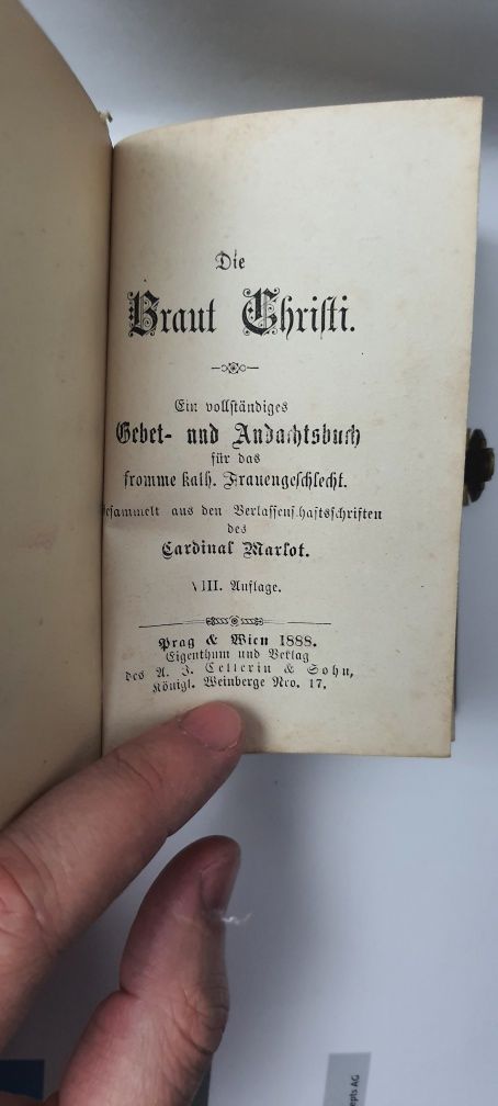 Vand carte rugaciuni in germana din 1888 model cu incuietoare