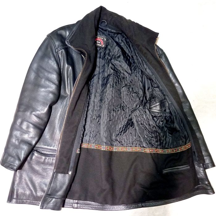 Мъжка черна кожена шуба/яке