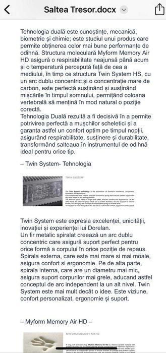 DORELANO SALTEA TRESOR 160x200 MEDIUM arc dublu impachetat individuala