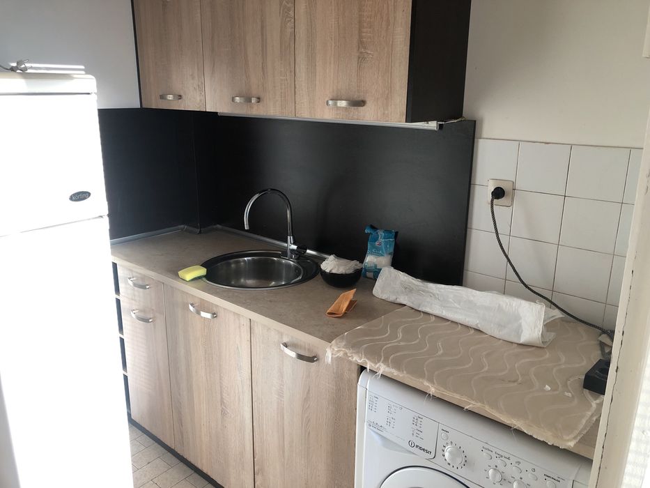 Кухня “дъб сонома и венге” + печка и хладилник