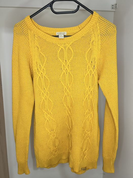Жълт дамски пуловер U.S. Polo Assn