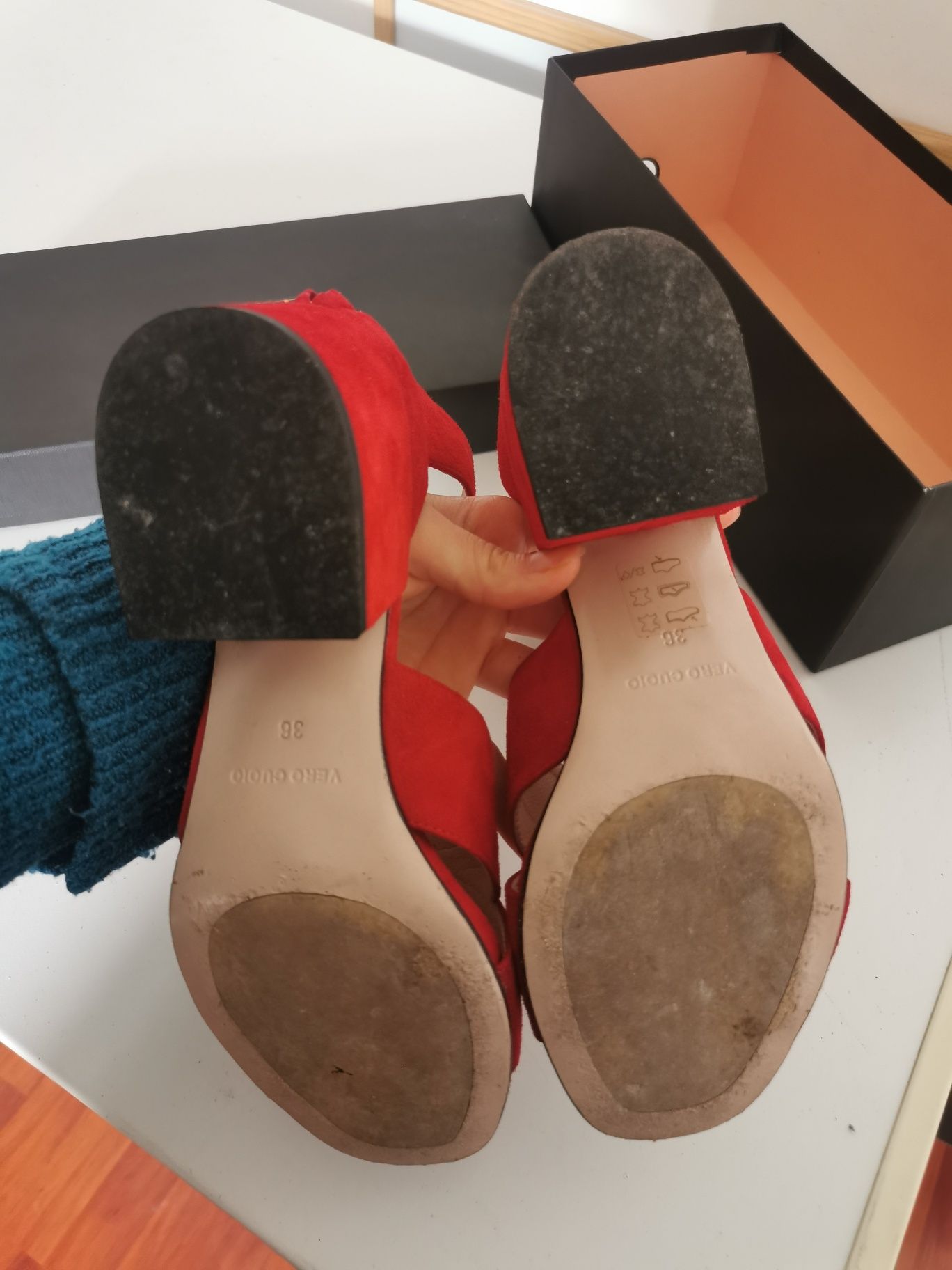Sandale de vară roșii, piele naturală, Musette mărimea 36