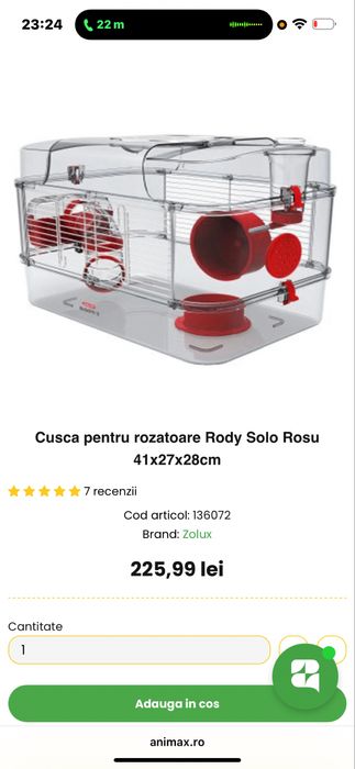Cusca pentru rozatoare mici / hamsteri , firma Rody Zolux