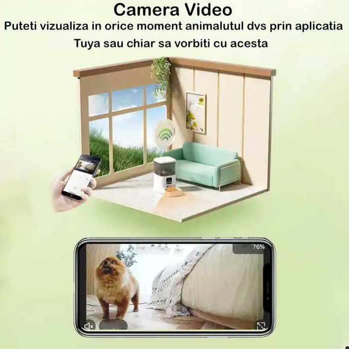 Hranitor Automat pentru Caini si Pisici cu Camera, IARMAC, 7 Litri