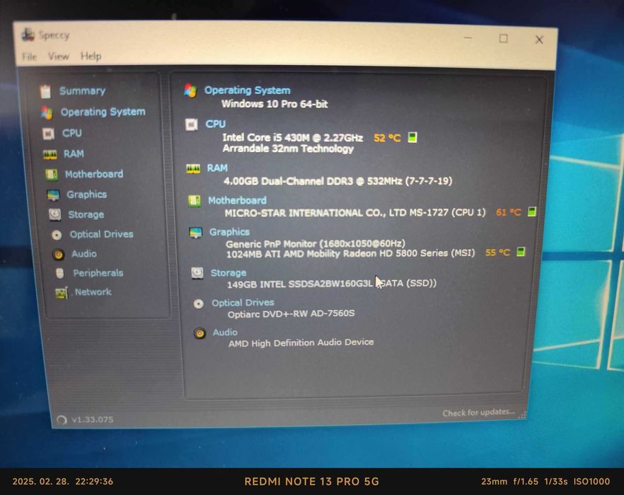 Laptop gaming IEFTIN MSI GX740, I5, 4Gb Ram, pl. dedicata 1Gb, 17inch