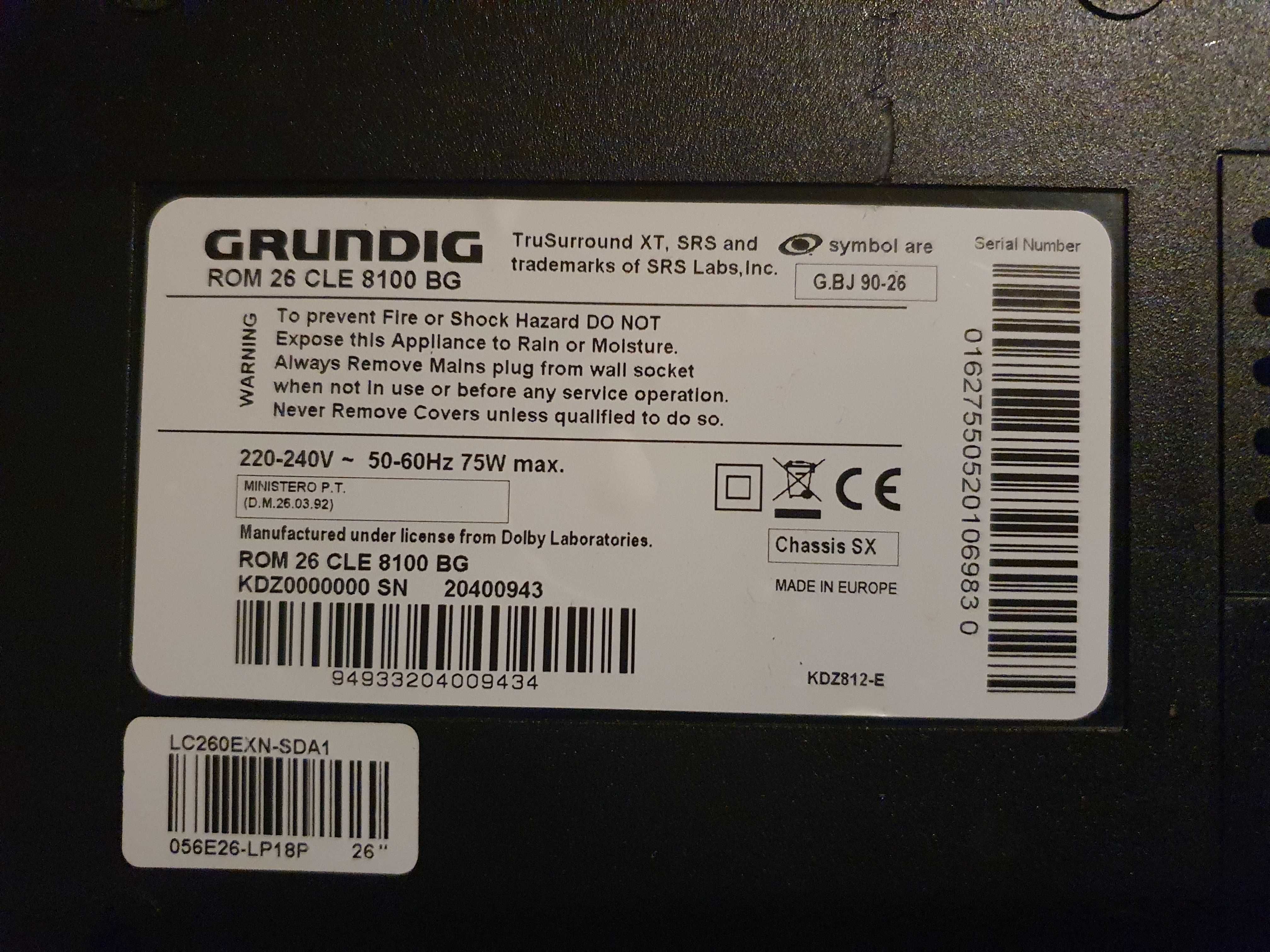Televizor Grundig Rom 26 CLE 8100 BG ca nou+suport de perete articulat