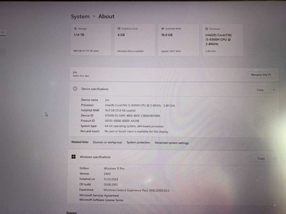 Laptop Gaming MSI GF63 Thin 9SC - - i5, 16GB RAM, 4GB Video GTX 1650