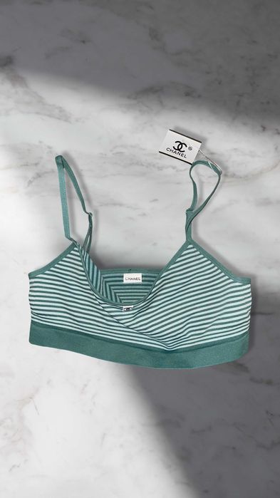 шанел кроп топ зелен спортен сутиен потниче потник фитнес спорт chanel