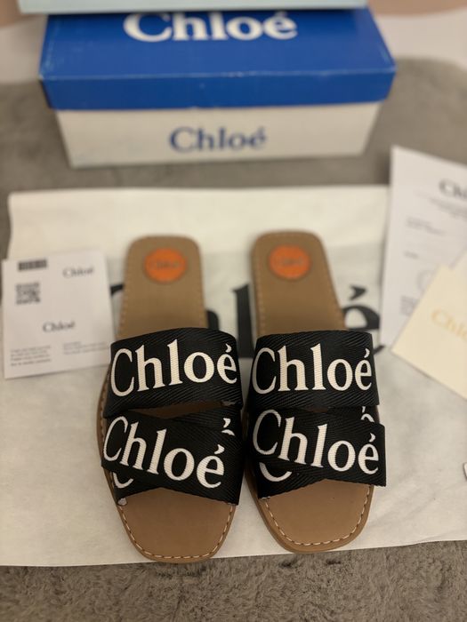 Slapi Chloe Woody Canvas Slides negru 36-41 marimi
