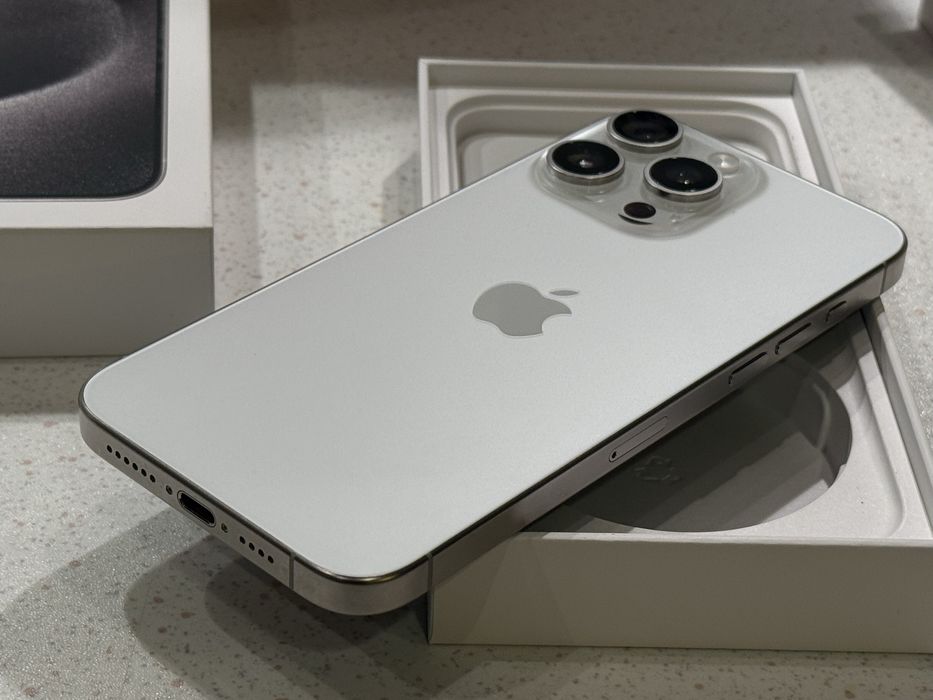 iPhone 15 Pro Max 512GB Titanium White– Като НОВ, 91% Батерия.