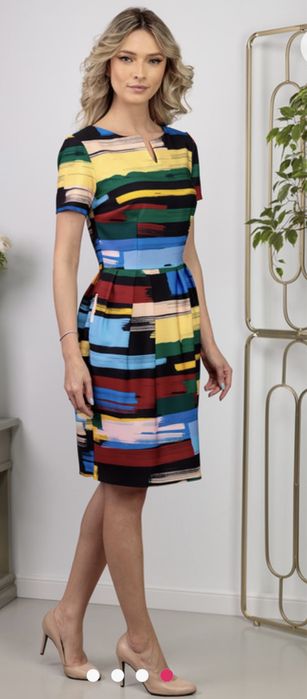 Rochii cu imprimeu multicolor accesorizata cu buzunare