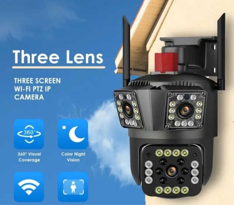 Camera supraveghere tripla  V380 6K 12MP WIFI PTZ night vision