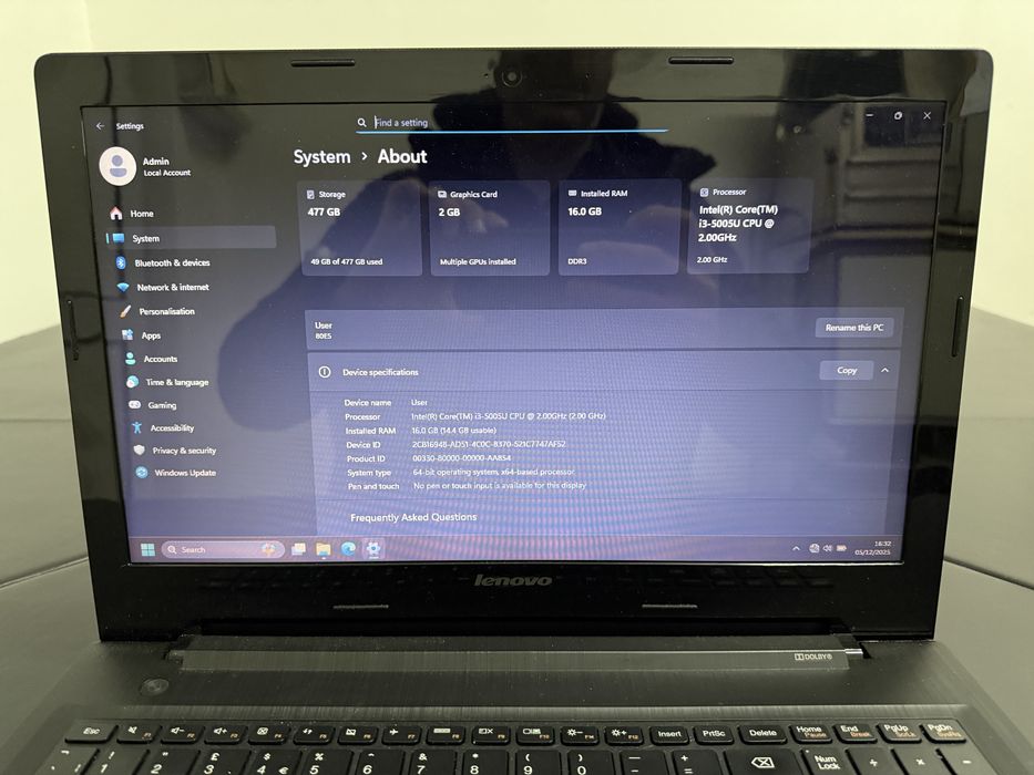 Laptop Lenovo G50, SSD 500GB Samsung PRO, I3, Ram 16Gb, AMD Radeon 2Gb