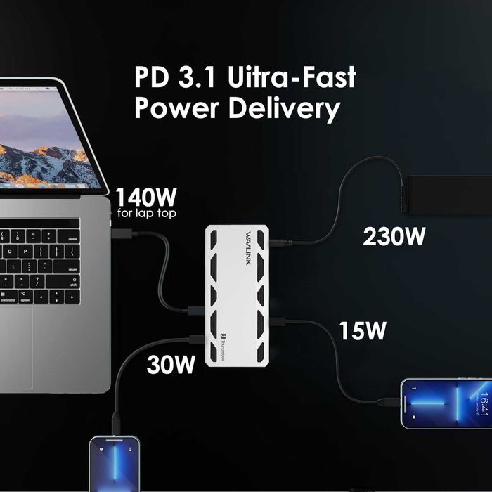 WAVLINK Thunderbolt 5 Dock, 12-в-1 TB5 докинг станция, 8K дисплей