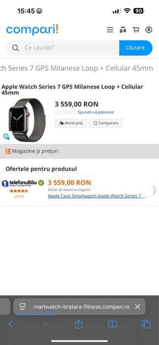 Smartwatch Apple Watch Series 7 (GPS, 45mm)